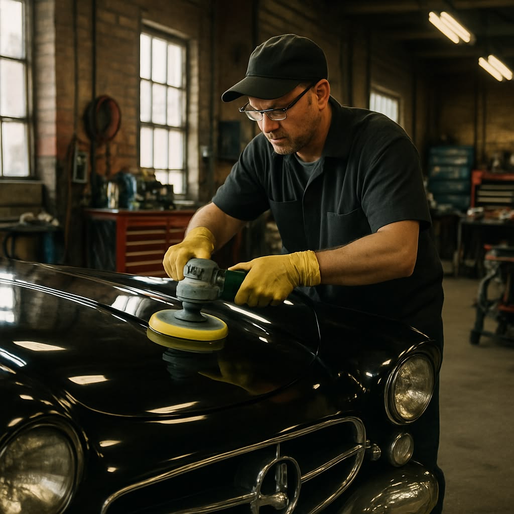 Classic vehicle restoration in progress